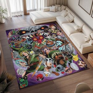 Alternative view of Tapis The Legend of Zelda – Majora’s Mask – Skull Kid, Link et autres personnages