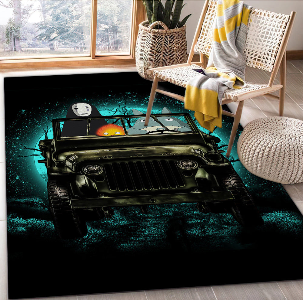 Tapis Totoro No Face Ghibli Ride Jeep Funny Anime Moonlight Rug Carpet Rug Home Room Decor – Image 2