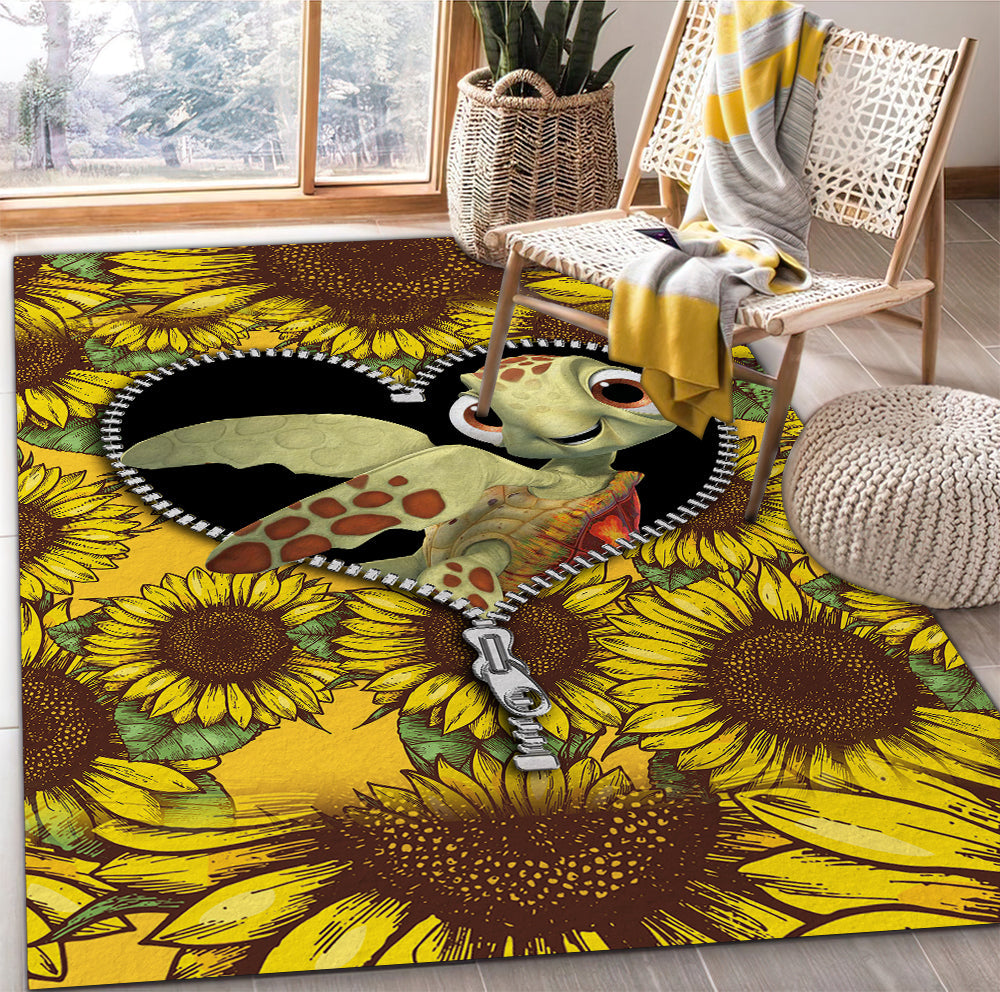 Tapis Turtle Sunflower Zipper Rug Carpet Rug Home Room Decor – Image 2
