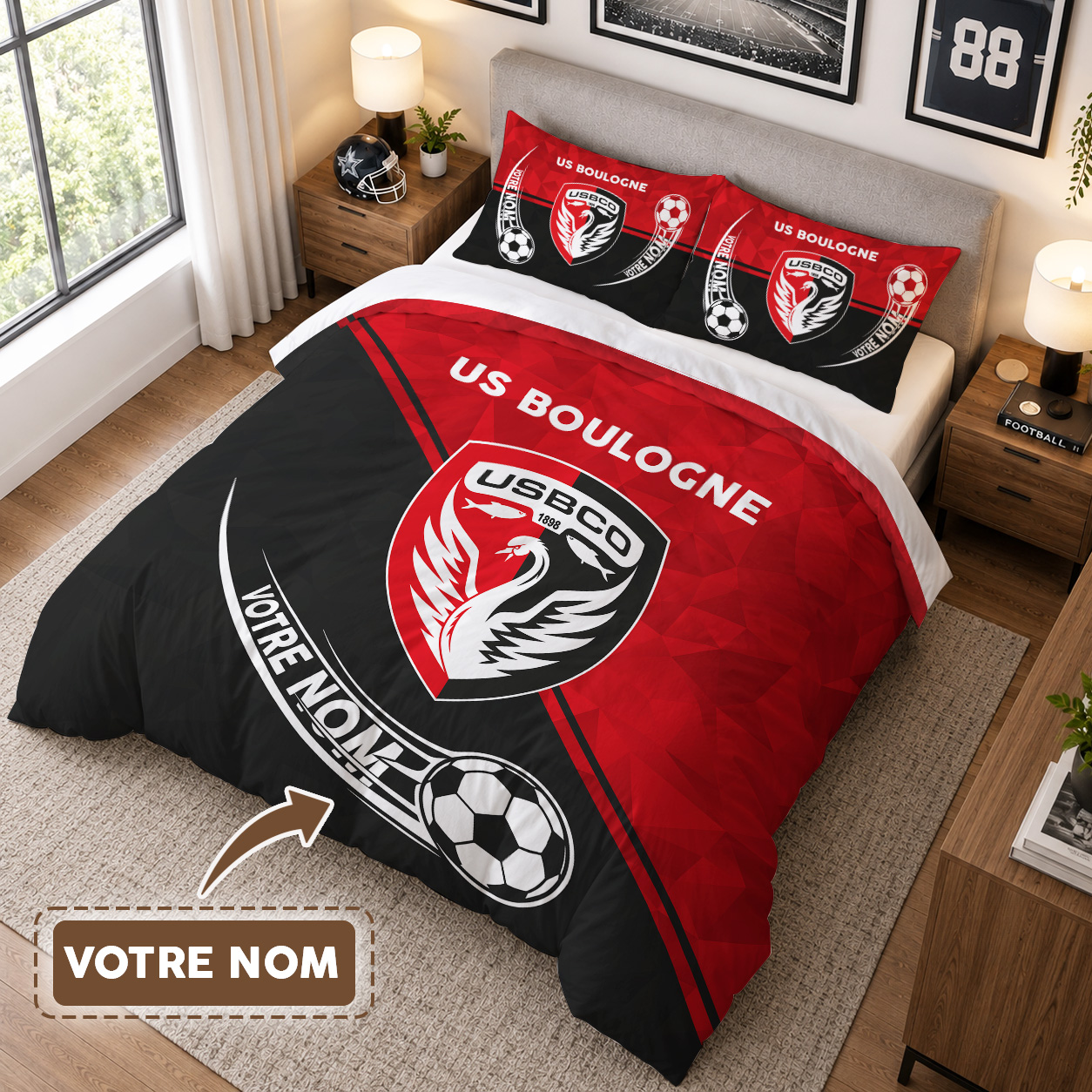 Housse de Couette Union Sportive Boulogne - Parure de Lit US Boulogne 3D Imprimé Supporter – Image 3