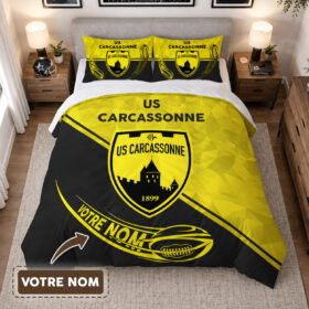 Housse de Couette US Carcassonne – Parure de Lit Rugby 3D Imprimé Supporter
