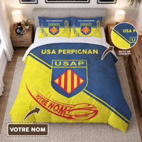 Housse de Couette USA Perpignan – Parure de Lit Rugby 3D Imprimé Supporter