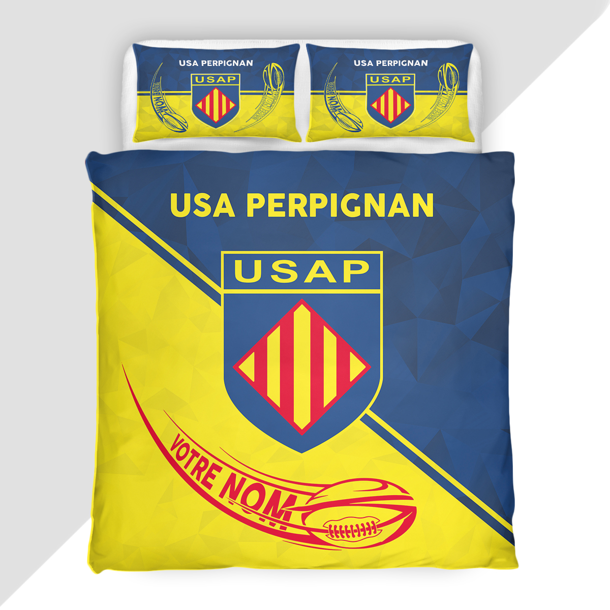 Housse de Couette USA Perpignan - Parure de Lit Rugby 3D Imprimé Supporter – Image 2