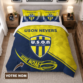 Housse de Couette USON Nevers – Parure de Lit Rugby 3D Imprimé Supporter