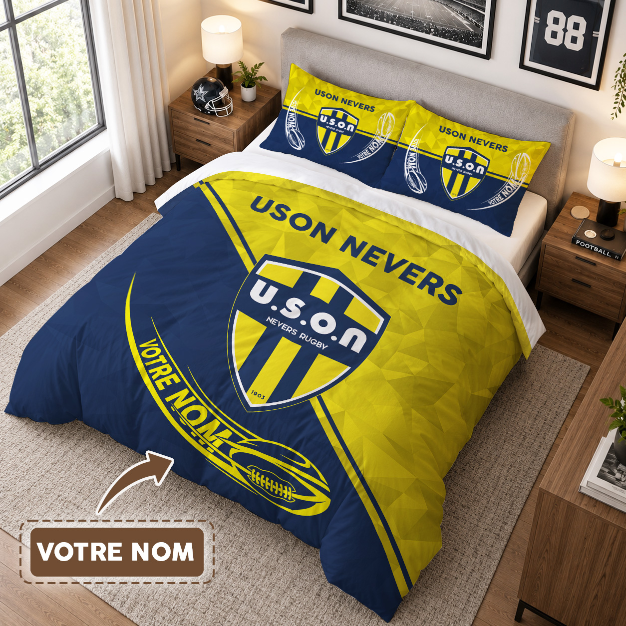 Housse de Couette USON Nevers - Parure de Lit Rugby 3D Imprimé Supporter – Image 3