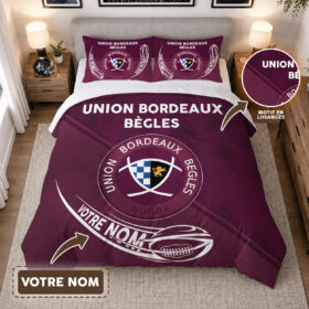 Housse de Couette Union Bordeaux Bègles – Parure de Lit Rugby 3D Imprimé Supporter