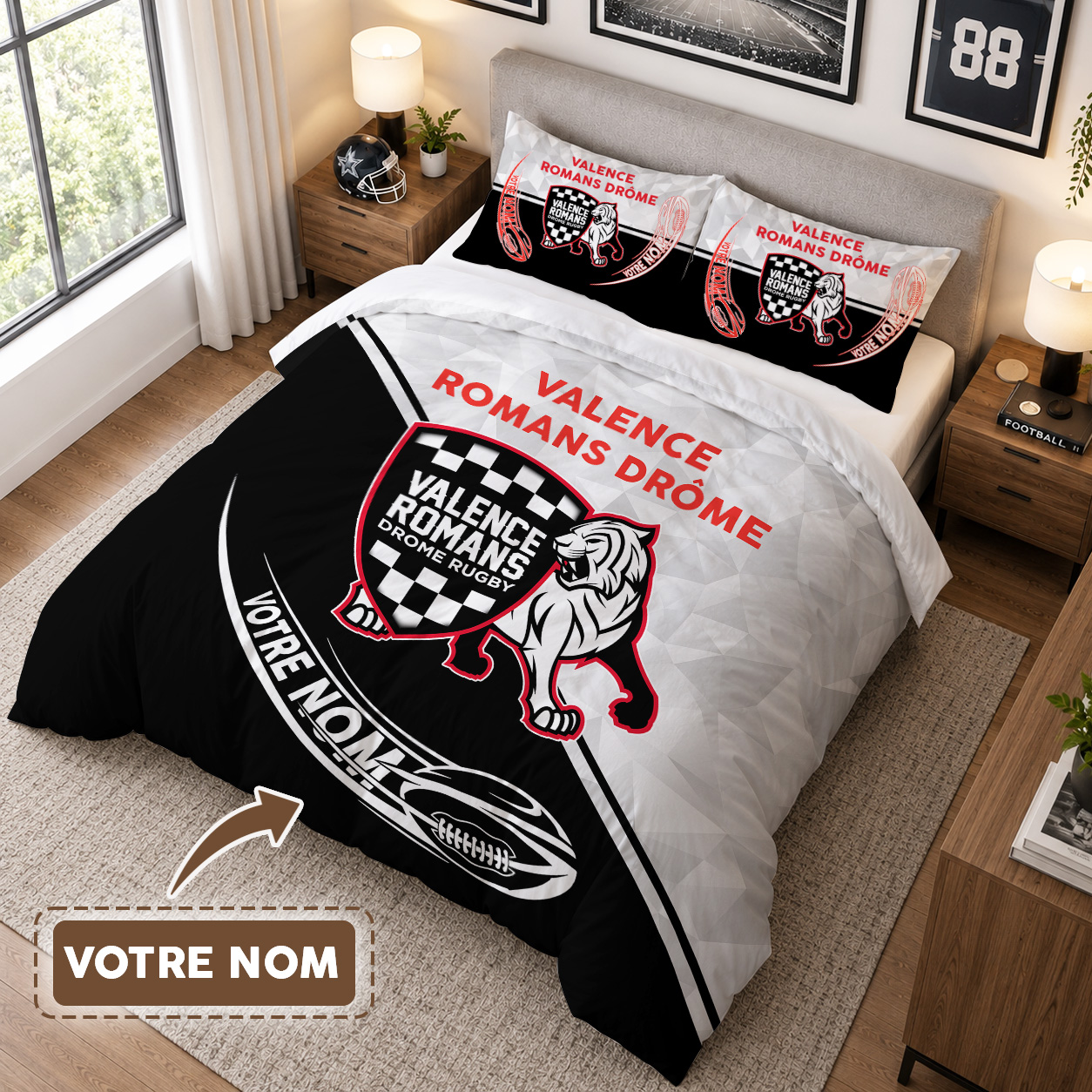 Housse de Couette Valence Romans Drôme - Parure de Lit Rugby 3D Imprimé Supporter – Image 3