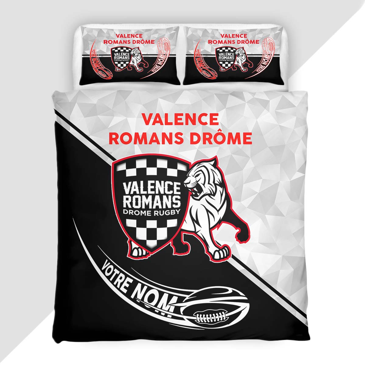 Housse de Couette Valence Romans Drôme - Parure de Lit Rugby 3D Imprimé Supporter – Image 2