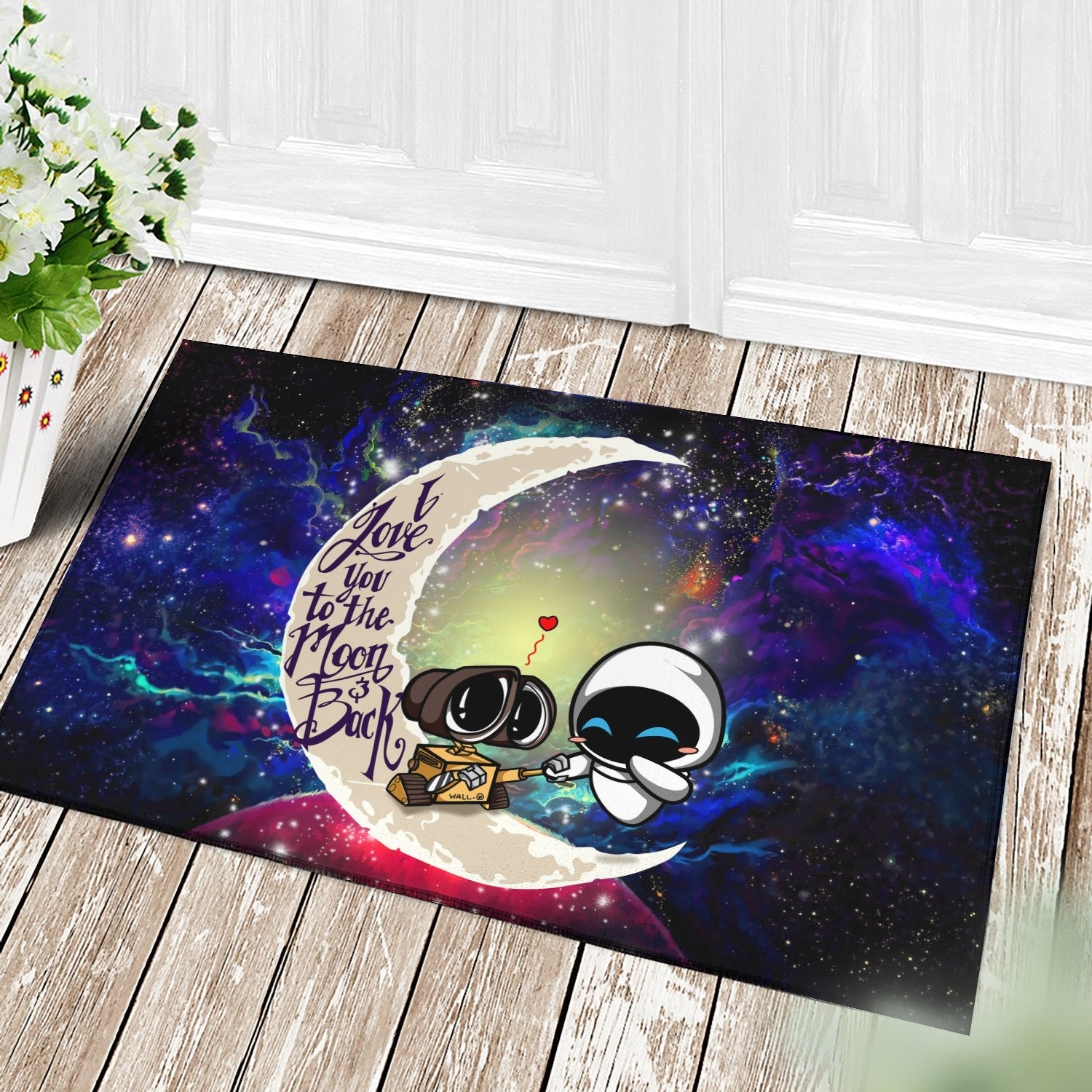 Tapis Wall-E Couple Love You To The Moon Galaxy Back Doormat Home Decor – Image 3