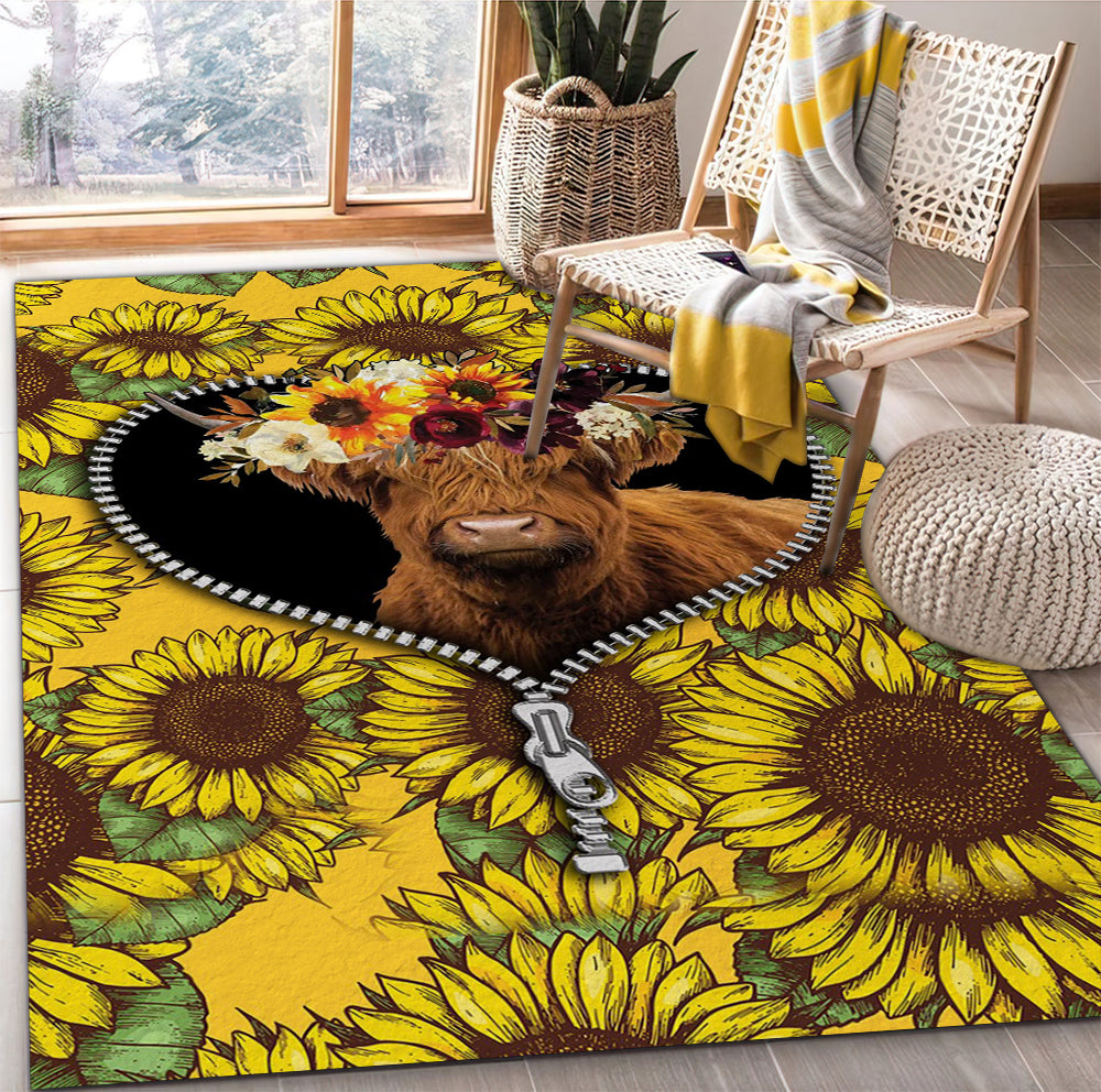 Tapis Yak Animal Sunflower Zipper Rug Carpet Rug Home Room Decor – Image 3