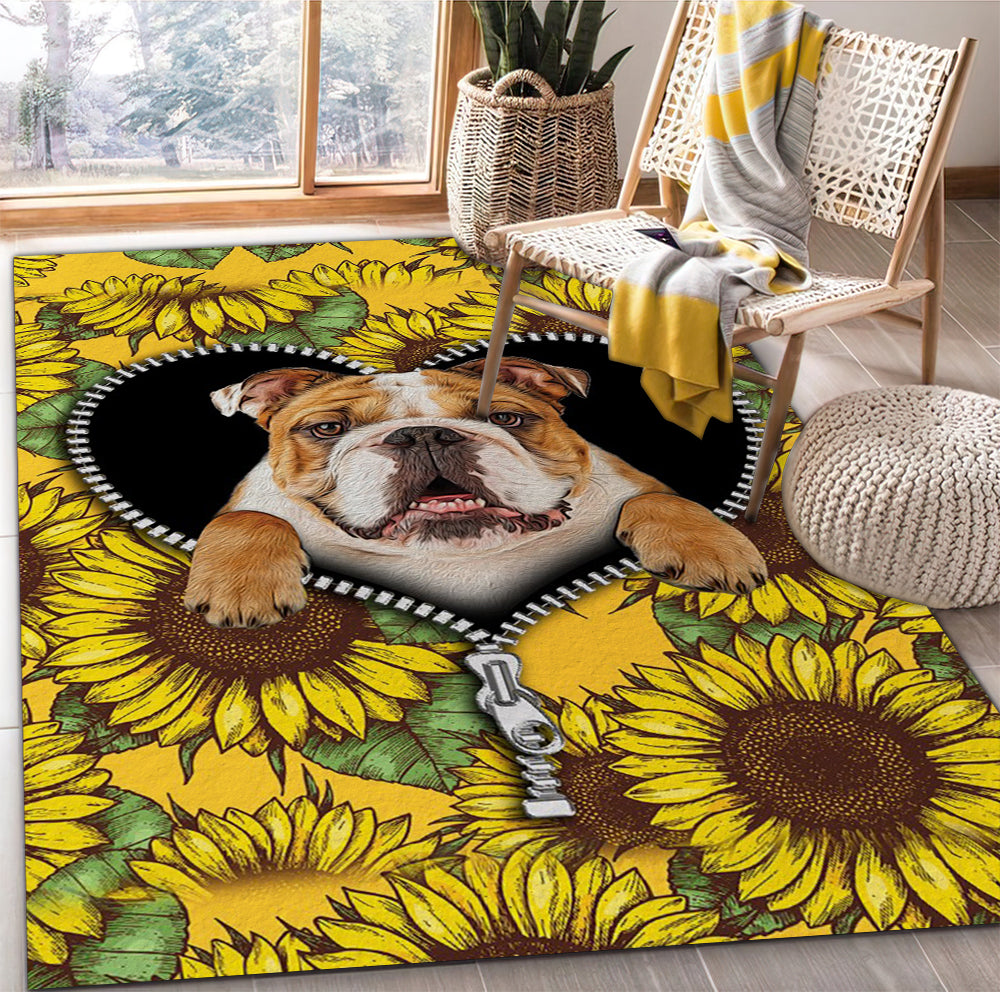 Tapis Bulldog Sunflower Zipper Rug Carpet Rug Home Room Decor – Image 3
