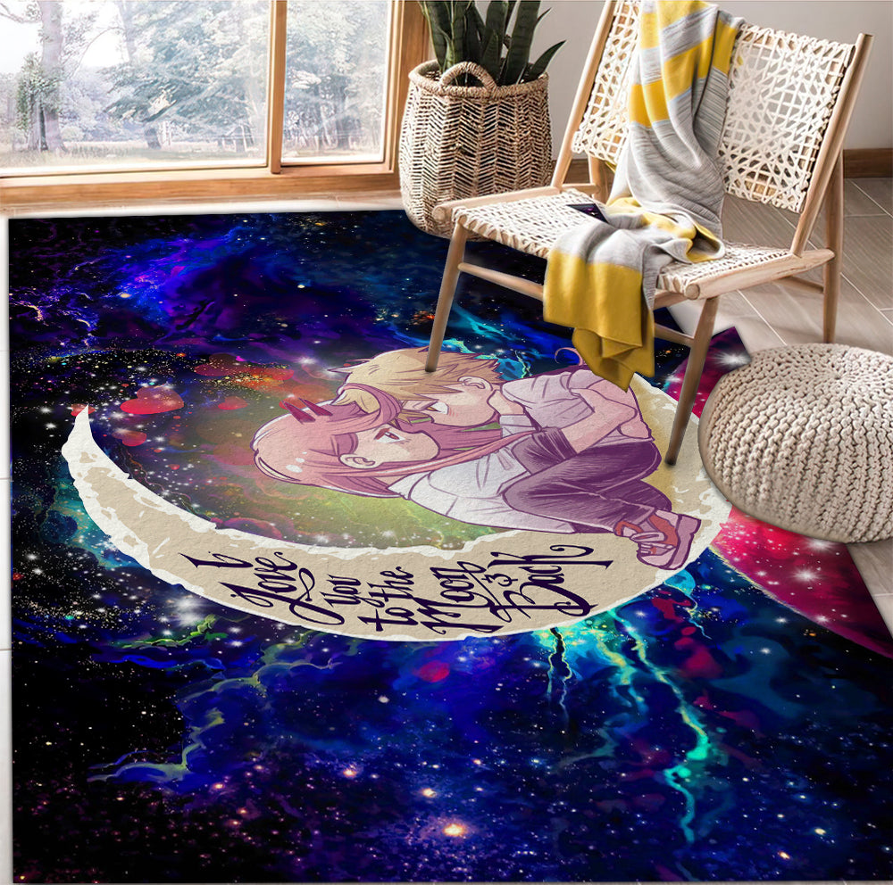 Tapis Chainsaw Man Denji x Power Love You To The Moon Galaxy Rug Carpet Rug Home Room Decor – Image 2