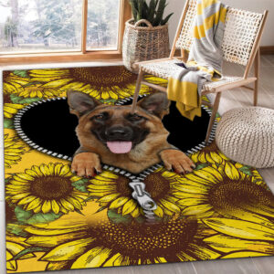 Alternative view of Tapis German Shepherd Sunflower Zipper Rug Carpet Rug Home Room Decor