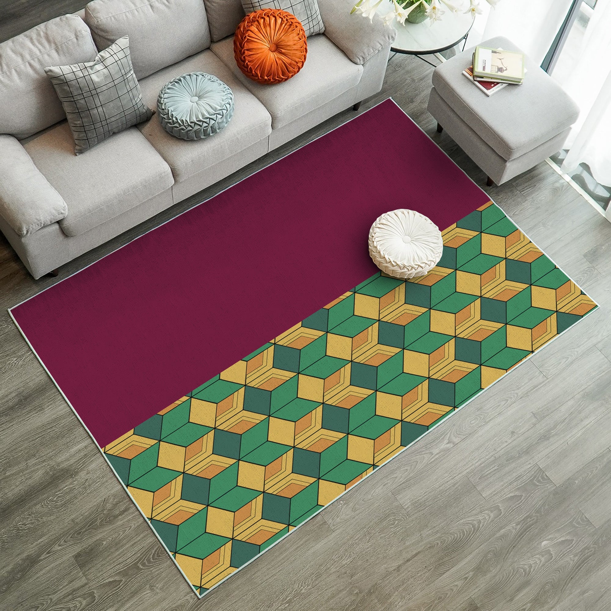 Tapis Giyu Tomioka Classic Pattern Demon Slayer Kimetsu No Yaiba Carpet Rug Home Room Decor – Image 3