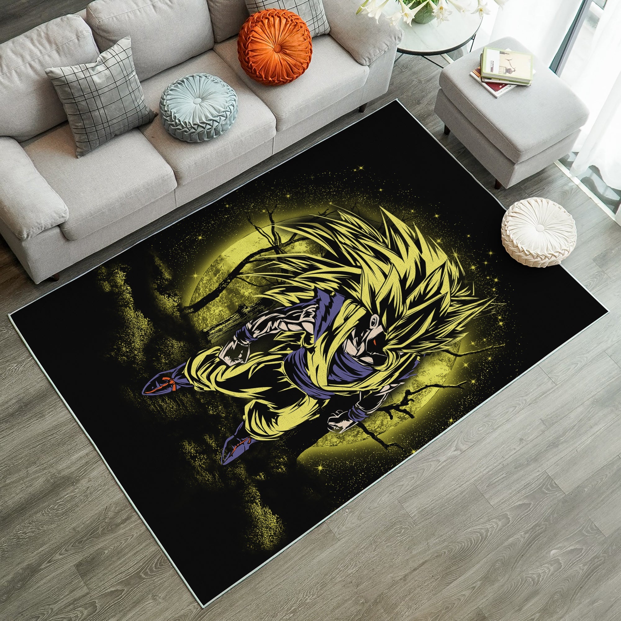 Tapis Goku Super Saiyan 3 Dragon Ball Moonlight Rug Carpet Rug Home Room Decor – Image 2