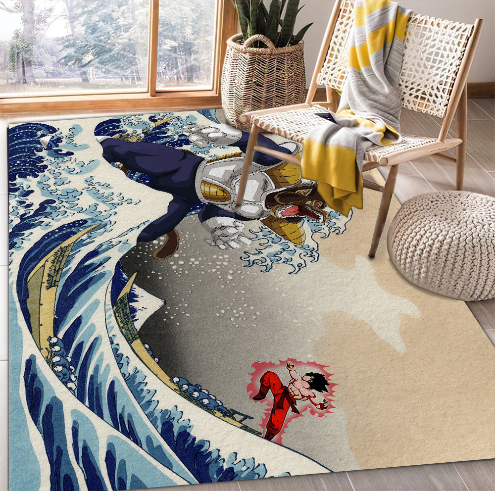 Tapis Goku Vs Vegeta The Great Wave Japan Anime Dragon Ball Carpet Rug Home Room Decor – Image 3