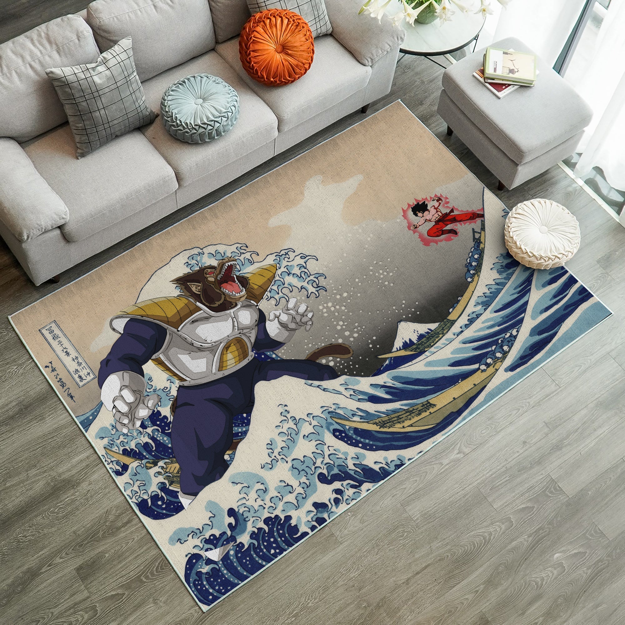 Tapis Goku Vs Vegeta The Great Wave Japan Anime Dragon Ball Carpet Rug Home Room Decor – Image 2