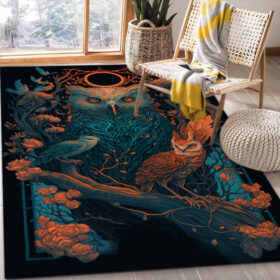 Tapis Heart Magical Forest Owls 1 Carpet Rug Home Room Decor
