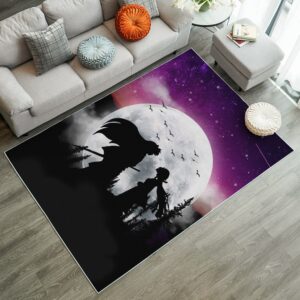 Alternative view of Tapis Inuyasha Couple Moon Night Galaxy Rug Carpet Rug Home Room Decor