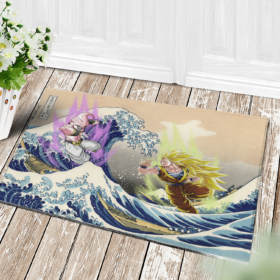 Tapis Kid Buu Vs Goku Dragon Ball The Great Wave Japan Doormat Home Decor