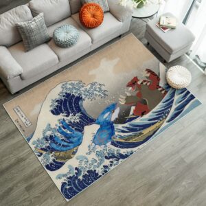 Alternative view of Tapis Kyogre Vs Groudon The Great Wave Japan Pokemon Carpet Rug Home Room Decor