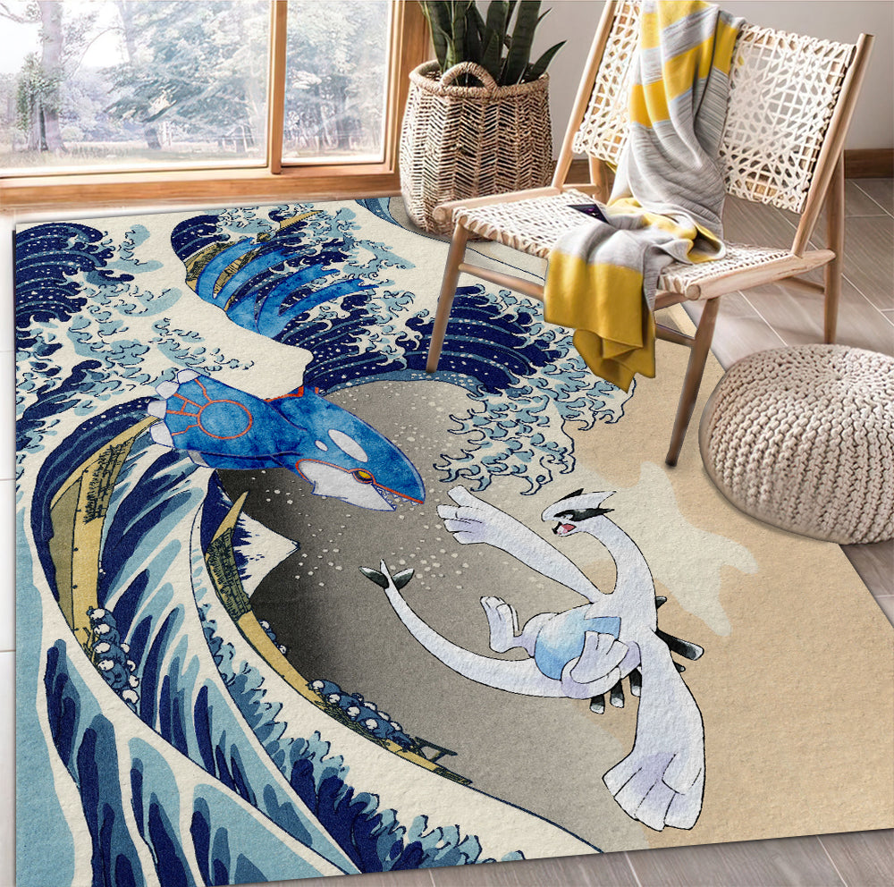 Tapis Lugia Vs Kyogre The Great Wave Japan Pokemon Carpet Rug Home Room Decor – Image 3