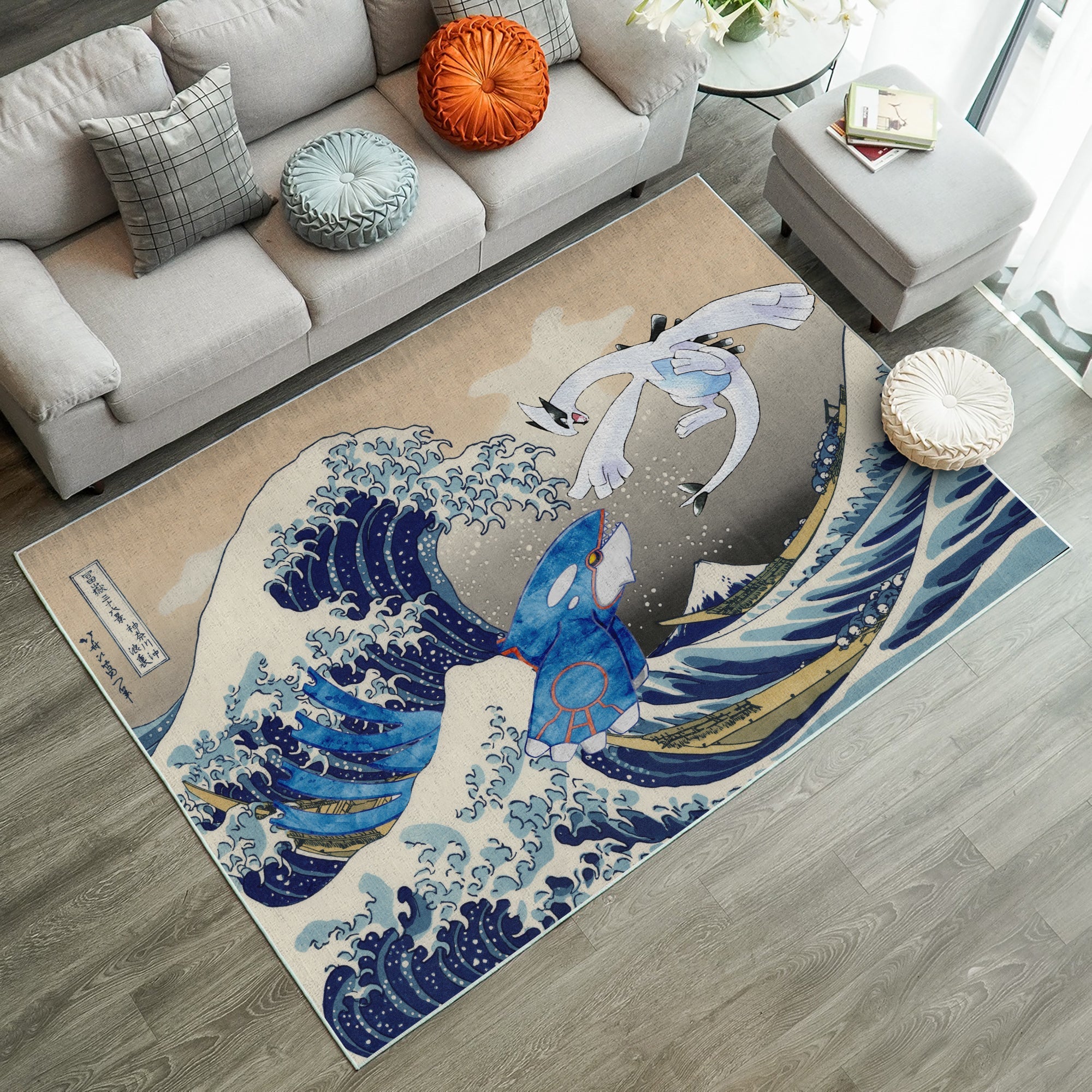 Tapis Lugia Vs Kyogre The Great Wave Japan Pokemon Carpet Rug Home Room Decor – Image 2