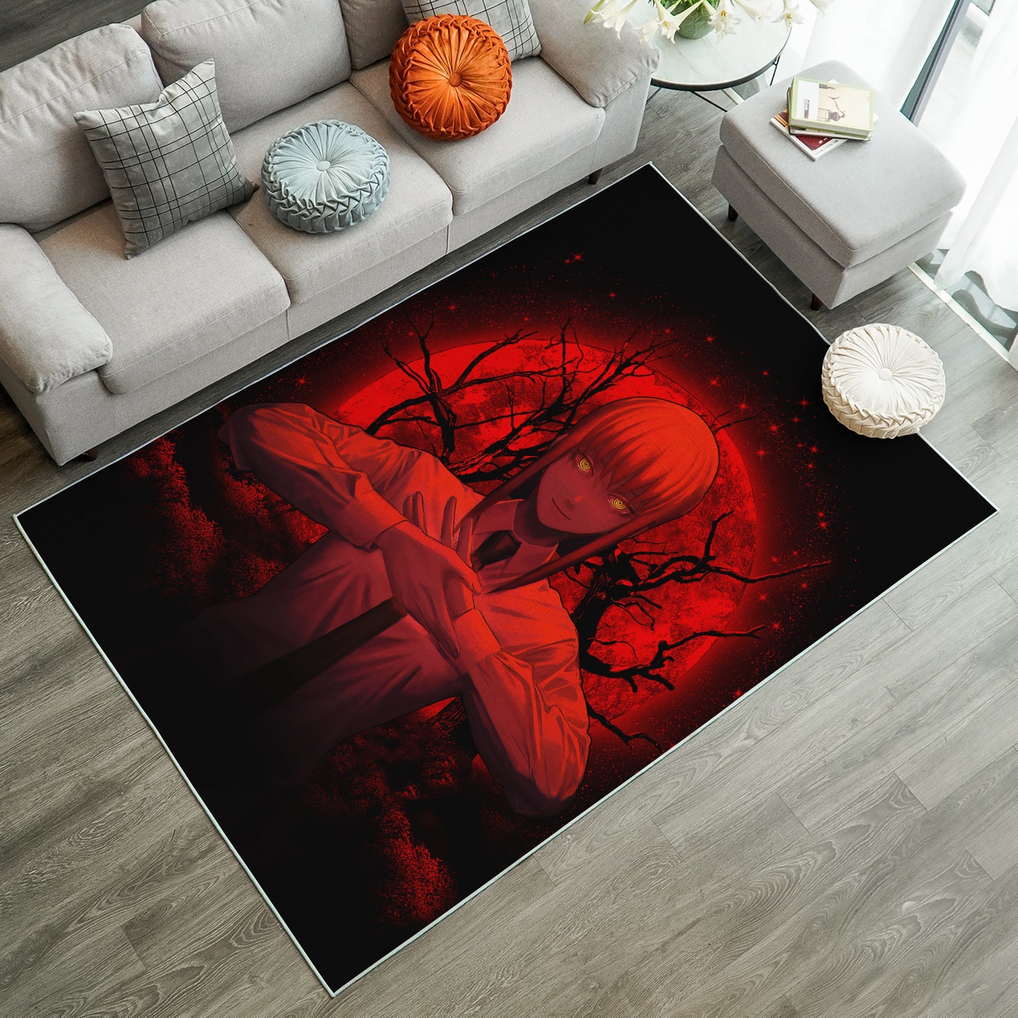 Tapis Makima Chainsaw Man Anime Moonlight Rug Carpet Rug Home Room Decor – Image 2