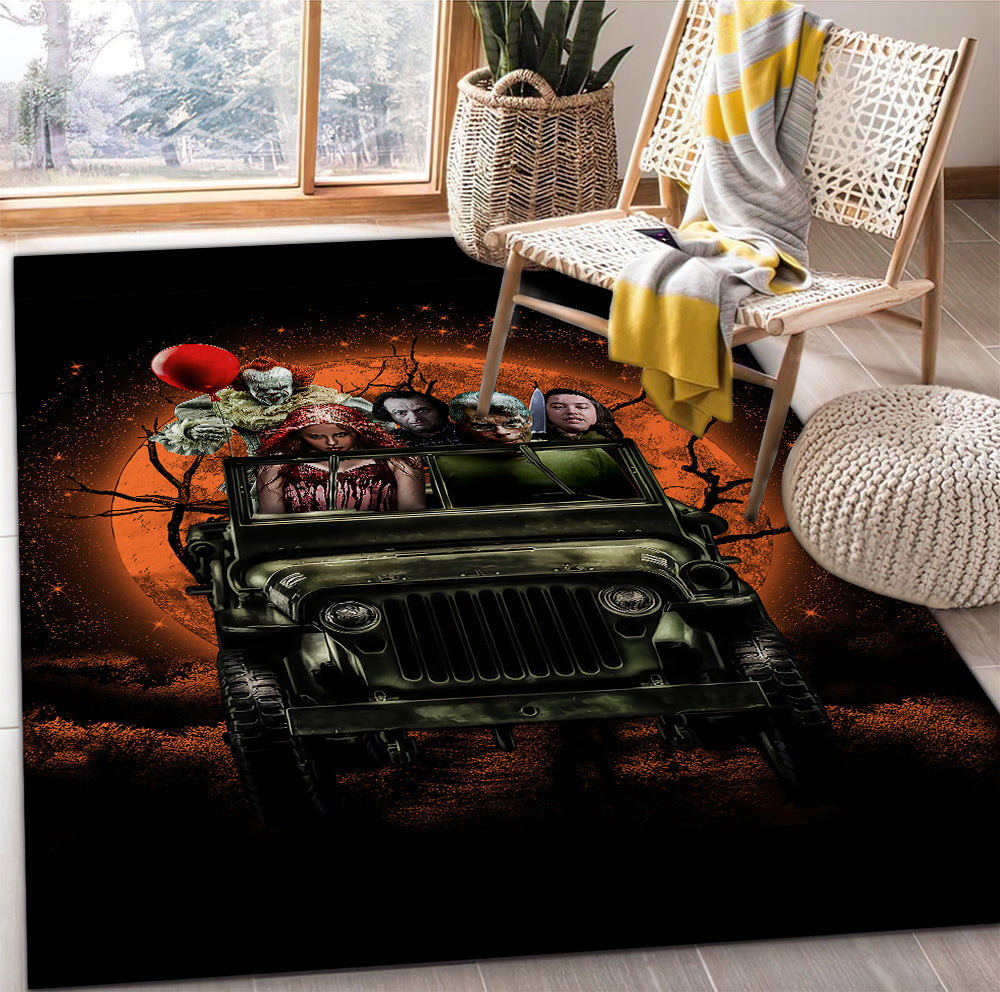 Tapis Pennywise And Friends Ride Jeep Funny Anime Moonlight Rug Carpet Rug Home Room Decor – Image 2