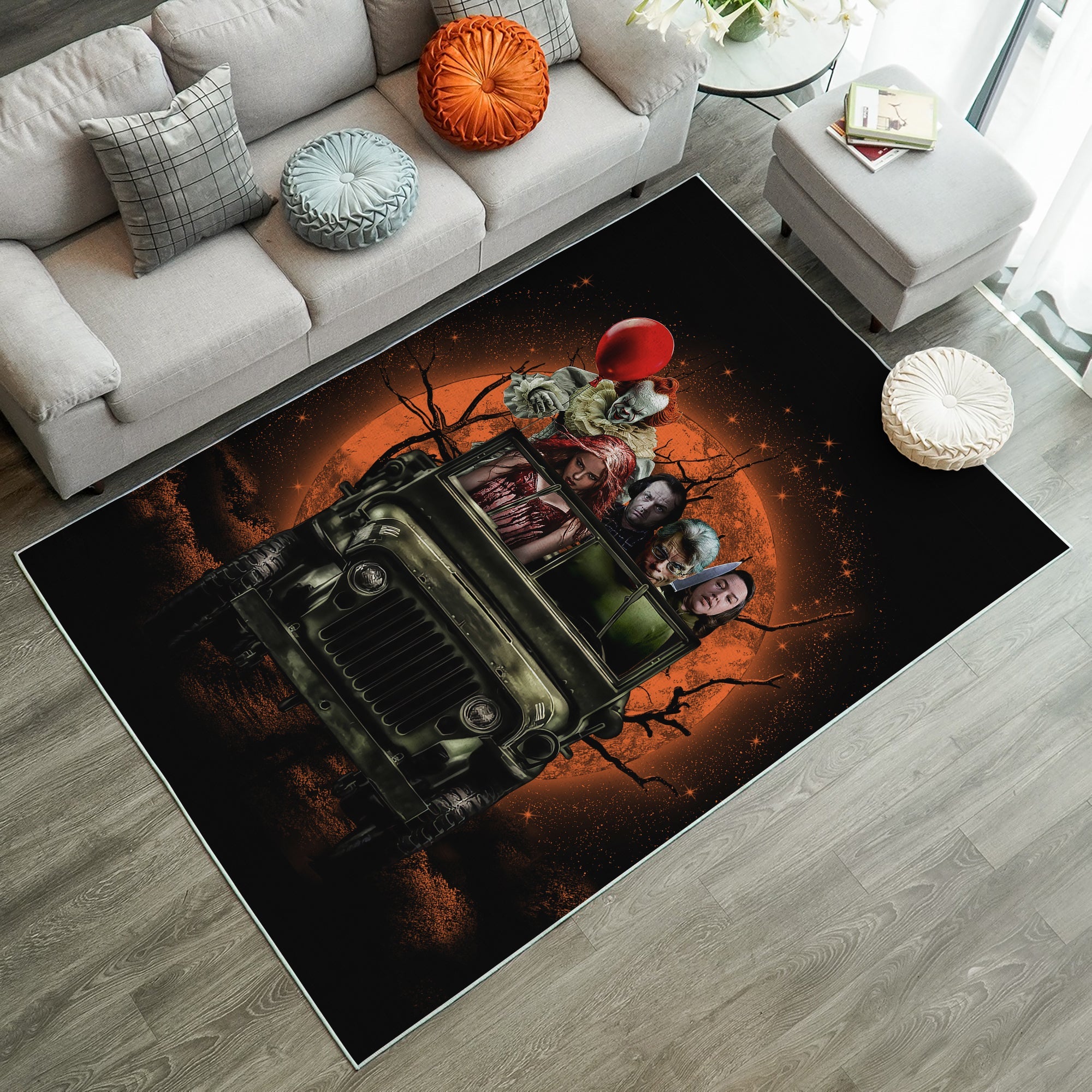 Tapis Pennywise And Friends Ride Jeep Funny Anime Moonlight Rug Carpet Rug Home Room Decor – Image 3