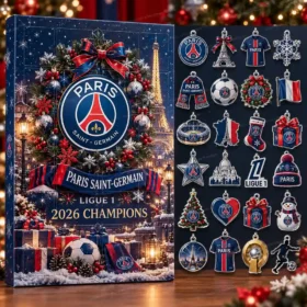 Calendrier de l’Avent Paris Saint-Germain – PSG Ligue 1 2026 – Édition Héritage Champions 24 Décorations Design B