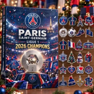 Calendrier de l'Avent Paris Saint-Germain - PSG Ligue 1 2026 - Célébration du Trophée 24 Décorations Design A