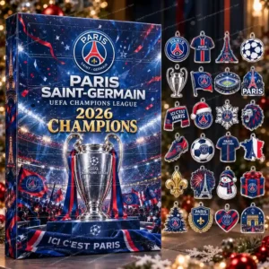 Calendrier de l'Avent Paris Saint-Germain - PSG Ligue des Champions 2026 - Célébration du Trophée 24 Décorations Design A
