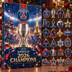 Calendrier de l'Avent Paris Saint-Germain - PSG Supercoupe de l'UEFA 2026 - Célébration du Trophée 24 Décorations Design A